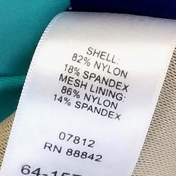 Swimsuits for All Turquoise and Blue Cowl Neck Tankini Swim Top- Size 46DDD - Picture 10 of 11